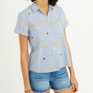 Madewell Star Embroidered Striped Shirt Large L